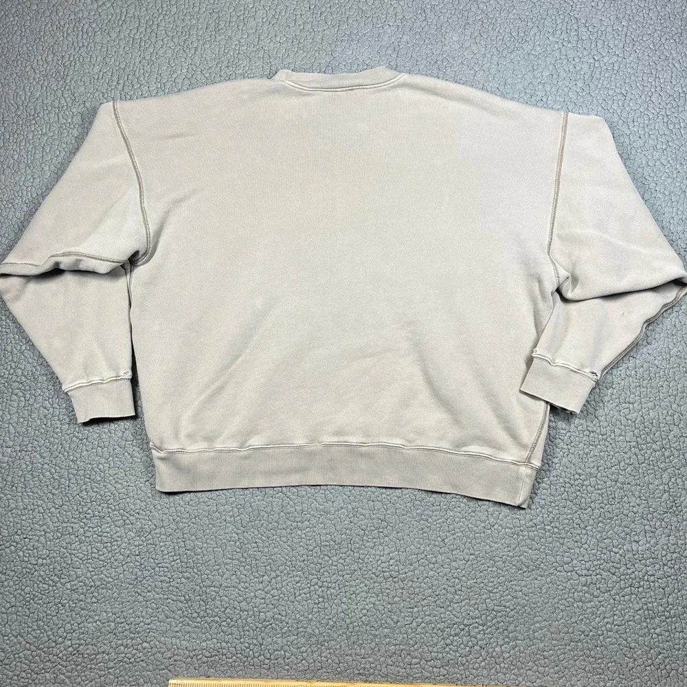 Elwood Core Crewneck Sweatshirt Sand Organic Cotton Boxy Fit Distressed Large - Picture 6 of 12